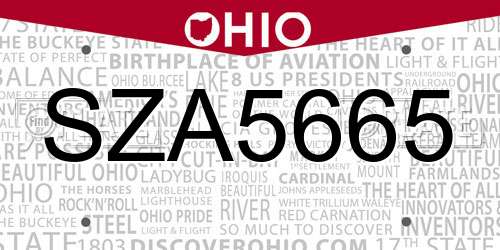 SZA5665 Ohio License Plate