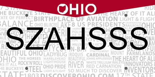 SZAHSSS Ohio License Plate