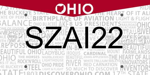 SZAI22 Ohio License Plate