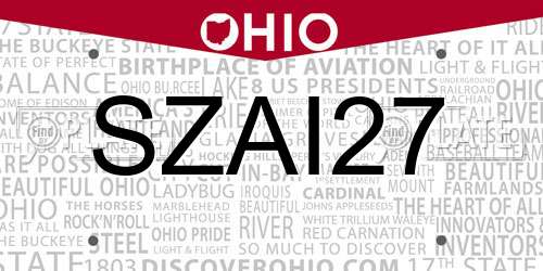 SZAI27 Ohio License Plate