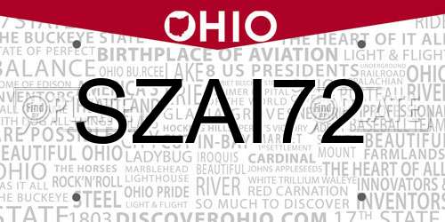 SZAI72 Ohio License Plate