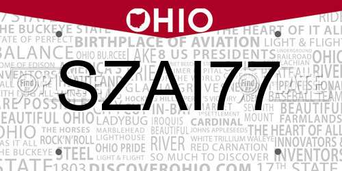 SZAI77 Ohio License Plate