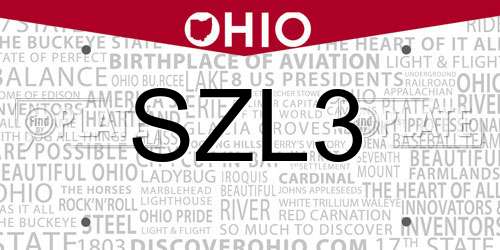 SZL3 Ohio License Plate