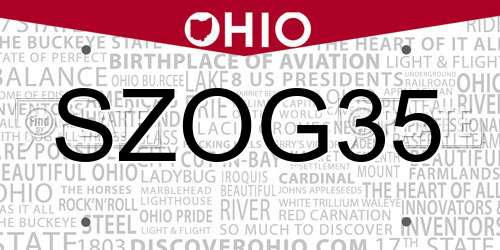 SZOG35 Ohio License Plate