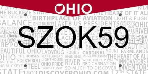 SZOK59 Ohio License Plate