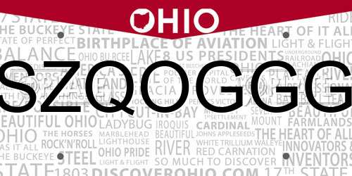 SZQOGGG Ohio License Plate