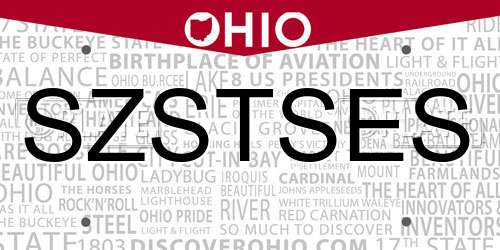 SZSTSES Ohio License Plate