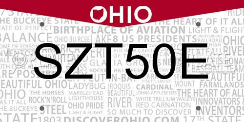 SZT50E Ohio License Plate