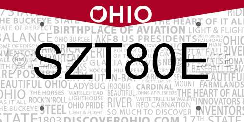 SZT80E Ohio License Plate