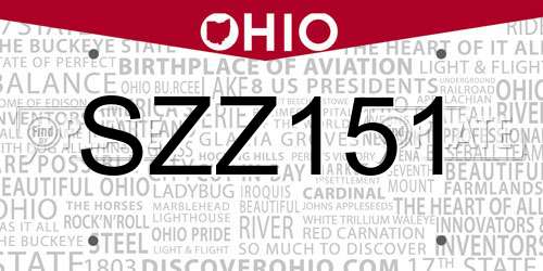 SZZ151 Ohio License Plate