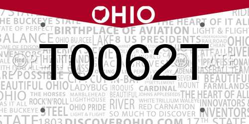 T0062T Ohio License Plate