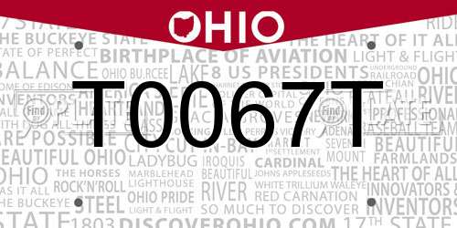 T0067T Ohio License Plate
