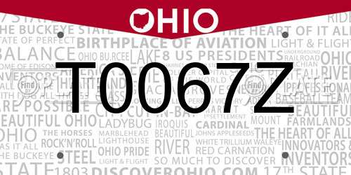 T0067Z Ohio License Plate
