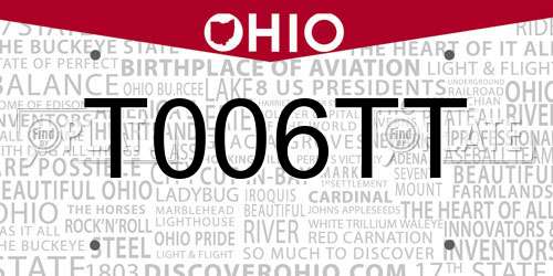 T006TT Ohio License Plate