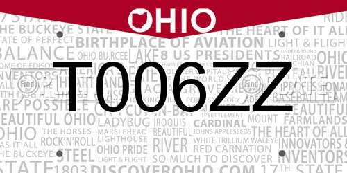 T006ZZ Ohio License Plate