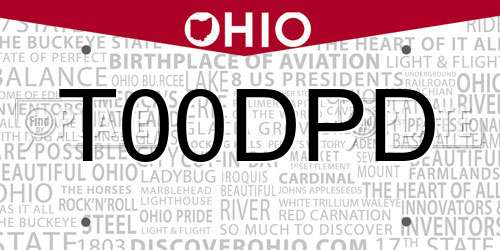 T00DPD Ohio License Plate