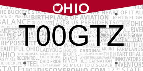T00GTZ Ohio License Plate