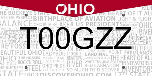 T00GZZ Ohio License Plate