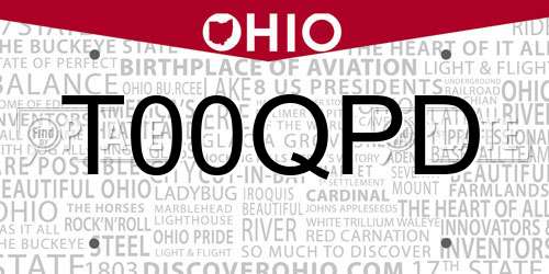 T00QPD Ohio License Plate