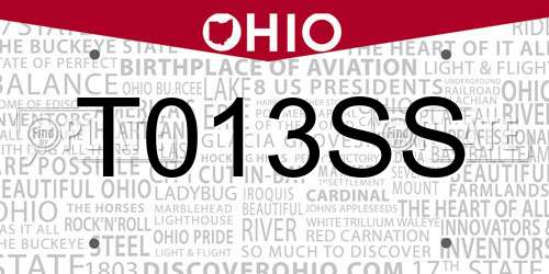 T013SS Ohio License Plate