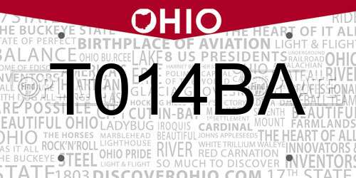 T014BA Ohio License Plate