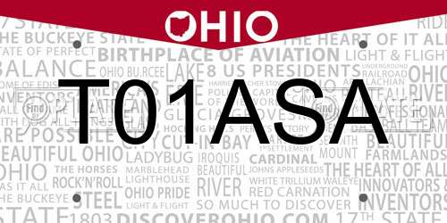 T01ASA Ohio License Plate