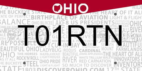 T01RTN Ohio License Plate