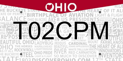 T02CPM Ohio License Plate