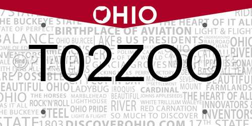 T02ZOO Ohio License Plate