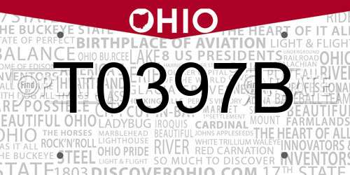 T0397B Ohio License Plate