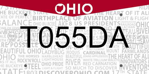 T055DA Ohio License Plate