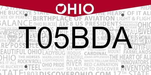 T05BDA Ohio License Plate