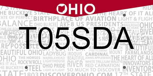 T05SDA Ohio License Plate