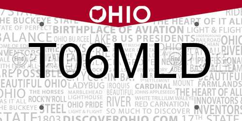 T06MLD Ohio License Plate