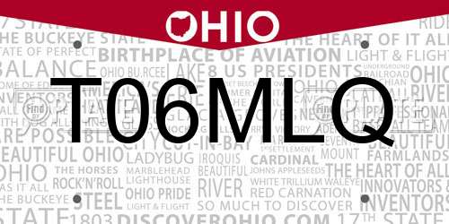 T06MLQ Ohio License Plate