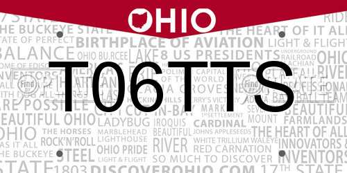 T06TTS Ohio License Plate