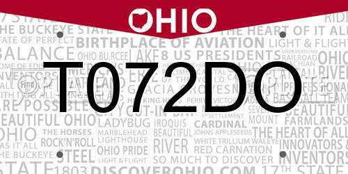 T072DO Ohio License Plate