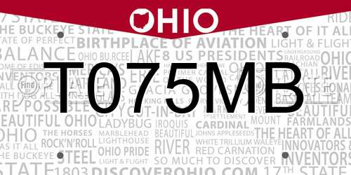 T075MB Ohio License Plate