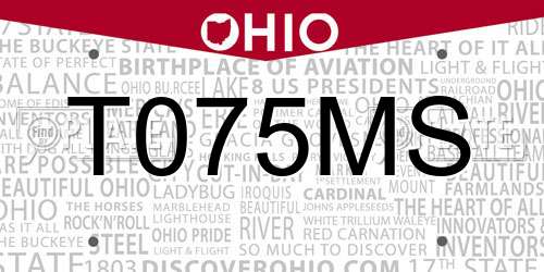 T075MS Ohio License Plate