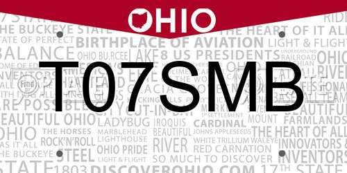 T07SMB Ohio License Plate