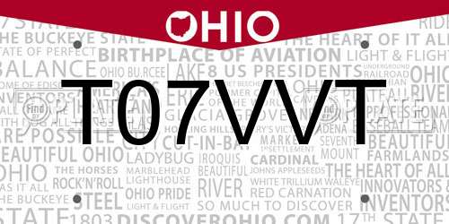 T07VVT Ohio License Plate