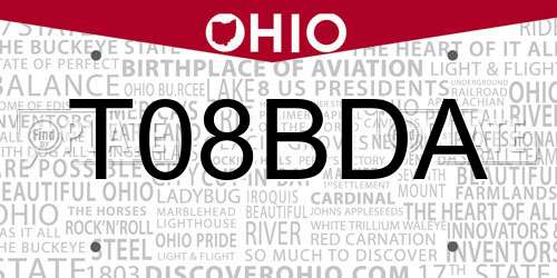 T08BDA Ohio License Plate