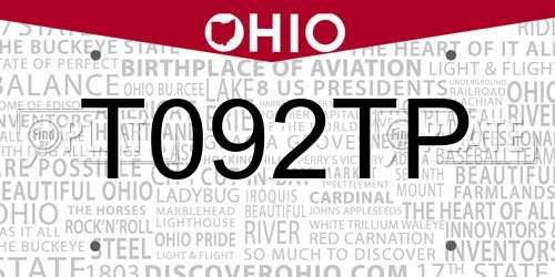 T092TP Ohio License Plate