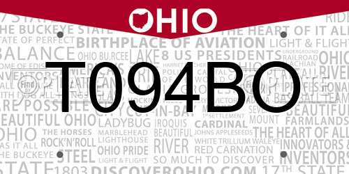 T094BO Ohio License Plate