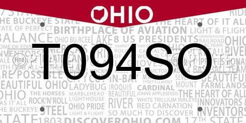 T094SO Ohio License Plate