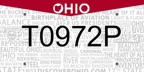 T0972P Ohio License Plate