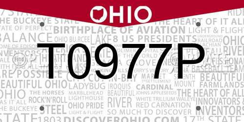 T0977P Ohio License Plate