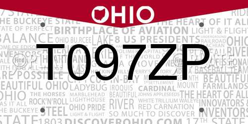 T097ZP Ohio License Plate