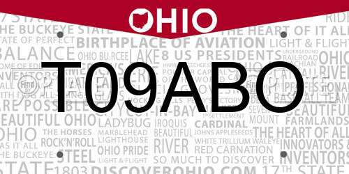 T09ABO Ohio License Plate
