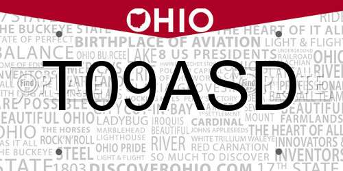 T09ASD Ohio License Plate